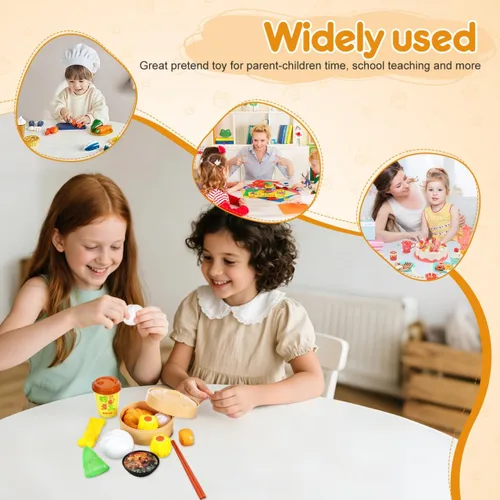 Vista 8 de Toyvian Play Food 26pcs Juego de juguete de simulación Bollos de vapor Juguete chino desayuno para niños Juego de cocina Plato de cocina Plato