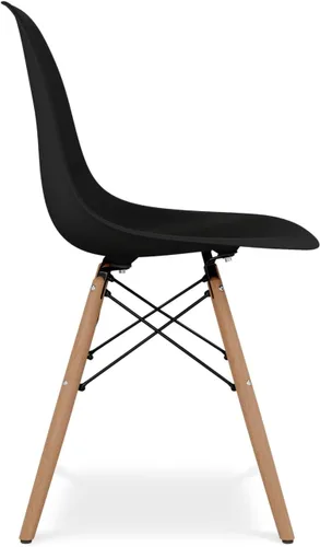 Vista 5 de Pyramid - Sillas de comedor de plástico y madera de 17.5 pulgadas, color negro (juego de 2)
