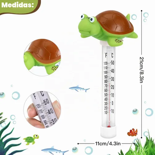 Vista 3 de Termómetro flotante para piscina, pantalla grande con cuerda fácil de leer, resistente a roturas, para piscinas al aire libre e interior, spas