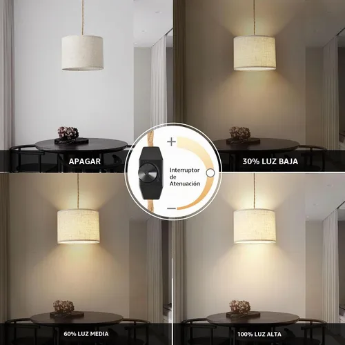 Vista 2 de KUAUGST - Luz colgante enchufable, lámpara colgante con cable enchufable con interruptor regulable, lámpara colgante con 15 pies de cuerda