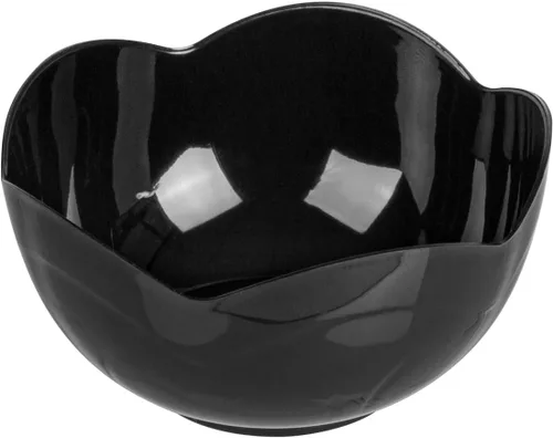 Vista 2 de Restaurantware Vasos desechables de postre de 2 onzas, 100 mini tazas de aperitivo, forma de flor, atractivos cuencos de plástico negro
