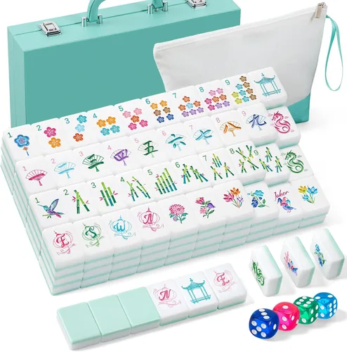 Vista 11 de Soulchen Juego de mahjong americano Sunset Blossom de 1.2 pulgadas, 168 Naranja