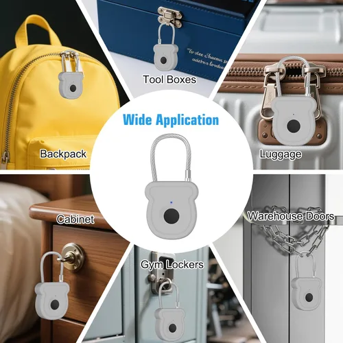 Vista 9 de Candado inteligente de huellas dactilares para equipaje, capacidad de 20 usuarios, llave USB y código de emergencia, cerradura biométrica sin llave