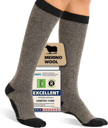 Vista 19 de Merino Wool Compression Socks for Women Men 15-20 mmHg for flying Bobina gris