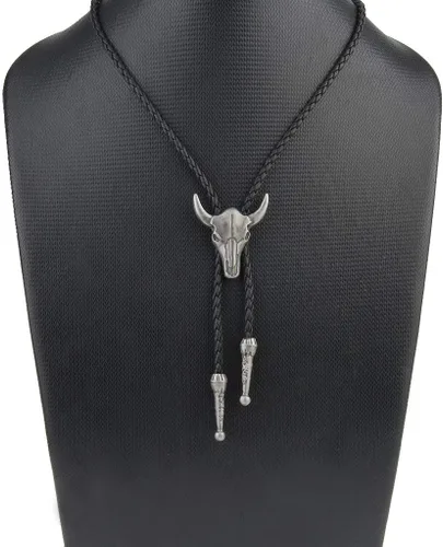 Vista 193 de Jeilwiy Corbata de bolo para hombre, corbata de vaquero occidental, collar de corbata de bolo dorado, corbata de cuero, corbata de Halloween