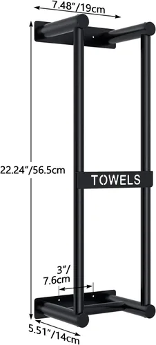 Vista 5 de STWWO Toallero para Baño Montado en Pared, Toallero de Pared de 22 Pulgadas para Toallas Enrolladas, Almacenamiento de Toallas para Baño Pequeño
