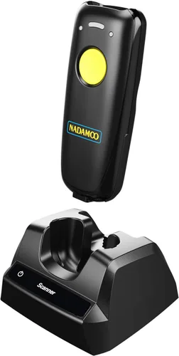 Vista 8 de NADAMOO Escáner de código de barras inalámbrico 1D compatible con Bluetooth, con base de carga, escáner de código de barras USB portátil