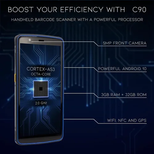 Vista 6 de Chainway C90 - Escáner inalámbrico multiusos de código de barras Android, lector de código de barras 2D/1D/QR, Play Store, pantalla vívida de 5.7