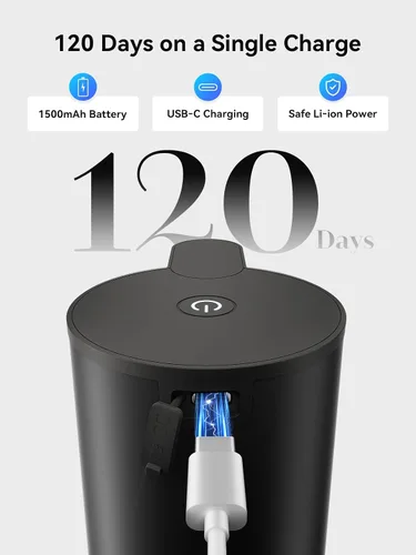 Vista 5 de SUNLY Dispensador automático de jabón de espuma, sensor rápido de 0.2 segundos, recargable USB-C, acero inoxidable resistente a las manchas