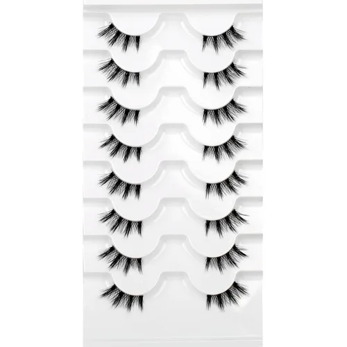 Vista 55 de Pooplunch - Pestañas postizas estilo ojo de gato, extensión de volumen 8D natural, finas, cortas, de visón sintético, tiras de pestañas postizas