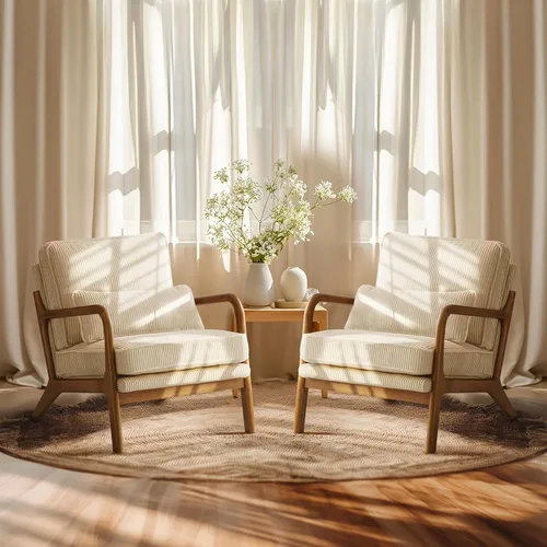 Vista 12 de VINGLI Silla de Acento de Pana Premium Mejorada, Silla con Reposabrazos Tapizada, Cómoda Silla de Lectura de Madera Maciza con Almohada Lumbar