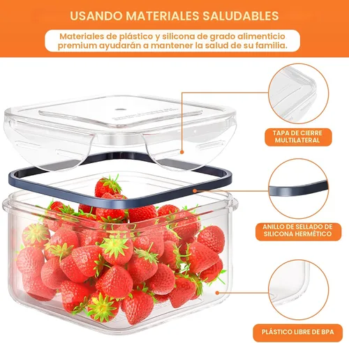 Vista 2 de 40 recipientes de almacenamiento de alimentos con tapas herméticas (20 recipientes y 20 tapas), contenedor de preparación de comidas de plástico