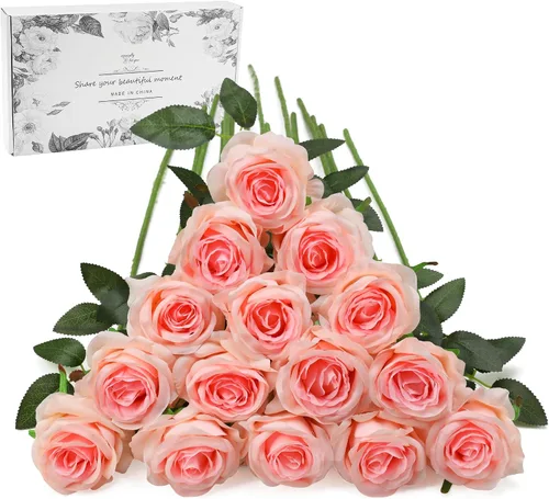 Vista 31 de Rosas artificiales negras – 10 piezas de rosas artificiales falsas de seda con tallos para decoración del hogar, boda, hotel, oficina, centro de mesa