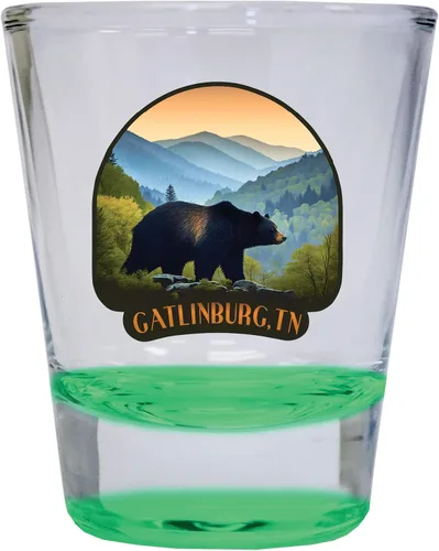 Vista 9 de Gatlinburg Tennessee Souvenir - Vaso de chupito redondo de 1.5 onzas, color verde Verde C