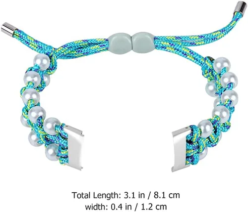 Vista 5 de Hemobllo Correa de reloj de pulsera de perlas correa de reloj ajustable con cuentas - Correa de reloj inteligente trenzada de piedras preciosas