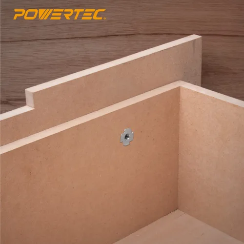 Vista 4 de POWERTEC 50 tuercas en T de 1/4"-20, 4 tuercas en T para pernos y ruedas giratorias, insertos roscados para trabajar en madera, soportes de escalada