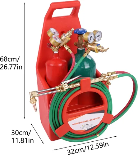 Vista 4 de Kit de antorcha de oxiacetileno, kit de soplete de soldadura de gas de acetileno portátil con reguladores de gas oxiacetileno, soplete de corte