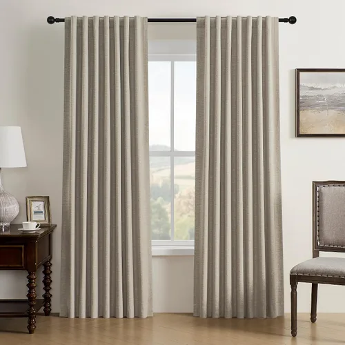 Vista 25 de Cortinas opacas de 54 pulgadas de largo para dormitorio, sala de estar, cortinas beige con aislamiento térmico, oscurecimiento de la habitación