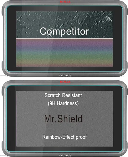 Vista 5 de Mr.Shield Protector de pantalla de cristal para Atomos Ninja V y Ninja V+ 5" Paquete de 3 vasos de vidrio templado Japón con dureza 9H