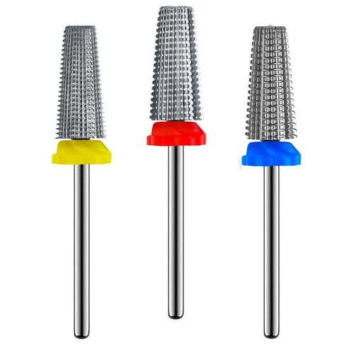 Vista 9 de 3 piezas de brocas de carburo 5 en 1 para uñas - Rotación bidireccional para zurdos y diestros - XF, F, M 3/32 pulgadas - Brocas para taladro