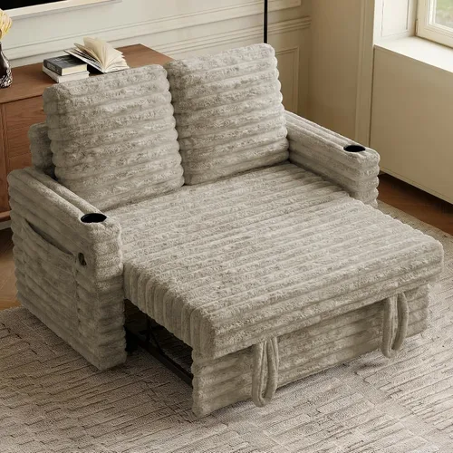 Vista 20 de Wrofly Sofá cama convertible 3 en 1, sofá cama extraíble para sala de estar con bolsillos laterales, portavasos y puerto de carga USB, respaldo