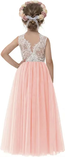 Vista 34 de 2Bunnies - Vestido de fiesta con tutú de tul, espalda de encaje de rosa, tipo A, para niñas Maxi sin mangas de encaje