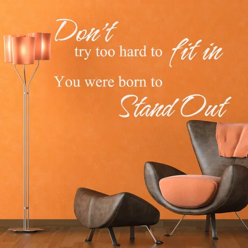 Vista 2 de Don't Try Too Hard To Fit In, You Were Born To Destace, calcomanía de pared inspiradora de vinilo con cita decorativa (negro, pequeño)