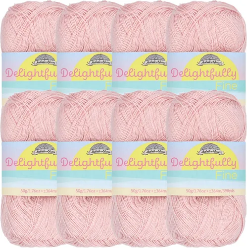 Vista 30 de JubileeYarn - Ovillo de hilo deliciosamente fino, 1.76 oz/madeja de rayón de bambú, color rosa polvo, 4 madejas