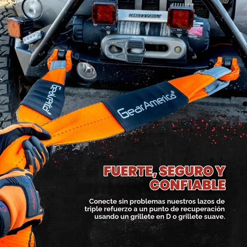 Vista 5 de GearAmerica - Kit de recuperación todoterreno de 9 toneladas, incluye correa de remolque, protector de árboles, polea de bloque de tracción