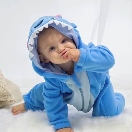 Vista 6 de Traje unisex de franela con capucha para bebé, diseño de animal