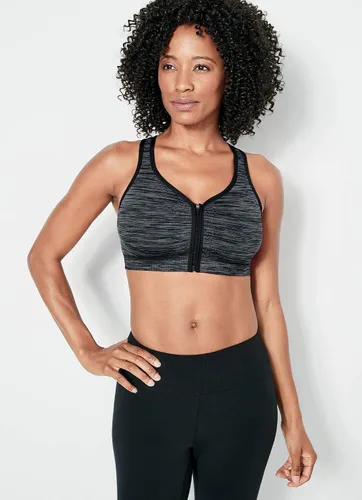 Vista 3 de Jockey Brasier sin costuras con cierre frontal para mujer Negro (Black Space Dye)