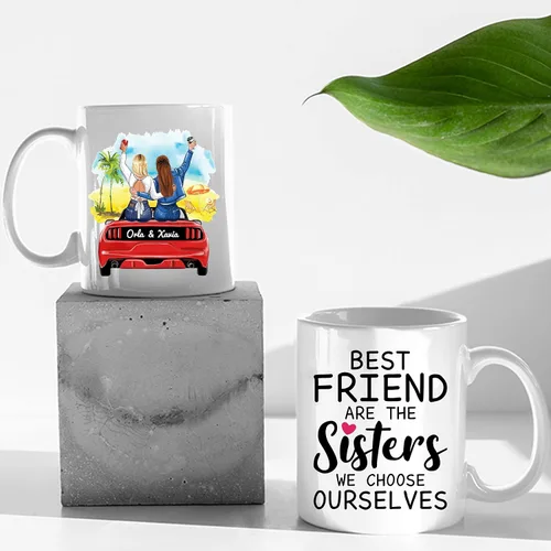 Vista 5 de Taza de café con texto en inglés "Best Friends Are The Sisters We Choose Ourselves We Choose Ourselves para mujeres, mejores amigas, taza de café