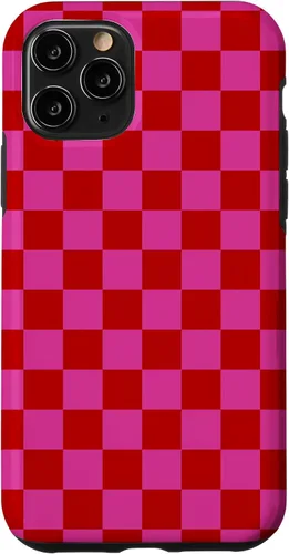 Vista 29 de Red Pink Checkered Checked Pattern Check Design #019 Case for iPhone 17