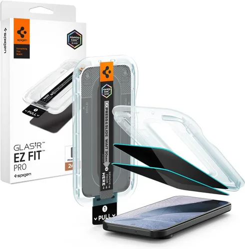 Vista 10 de Spigen GlasTR EZ FIT - Protector de pantalla de privacidad para Pixel 10 Pro XL/9 Pro XL AluminaCore, Aluminum-enhanced 10H+ tempered glass