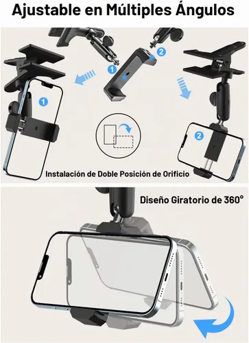 Vista 5 de Soporte para teléfono con visera solar para automóvil, abrazadera de brazo de metal, soporte de teléfono celular para tu automóvil, soporte