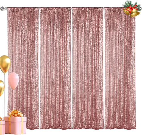 Vista 29 de Hahuho - Cortina de fondo de lentejuelas negras, 2 piezas de 2 pies x 8 pies, cortina de fondo con purpurina para fiestas, Navidad, boda, decoración
