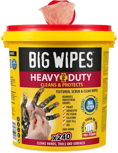 Vista 14 de BIG WIPES Recipiente multisuperficie resistente, paños de limpieza súper absorbentes para manos, superficies y herramientas, recipiente de 80