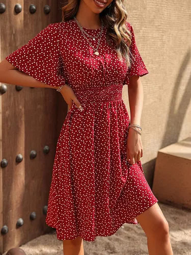 Vista 4 de Floerns Vestido midi acampanado con estampado de corazón de confeti y manga de mariposa