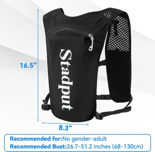 Vista 2 de Mochila reflectante de hidratación para correr Bolsa ligera de 1.6 L para correr en senderos, ciclismo y maratón Perfecto para hombres y mujeres