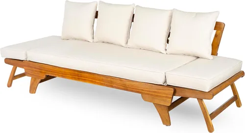 Vista 10 de Christopher Knight Home Gary Sofá Convertible para Patio, Cama de Día de Madera para Exteriores, Sofá de Salón de Muebles de Patio de Madera