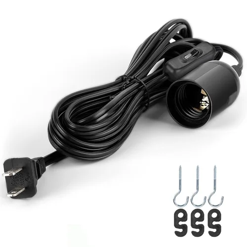 Vista 9 de JACKYLED Cable de extensión colgante para farol, UL 12 pies, E26 E27, interruptor de encendido/apagado, iluminación colgante para cocina