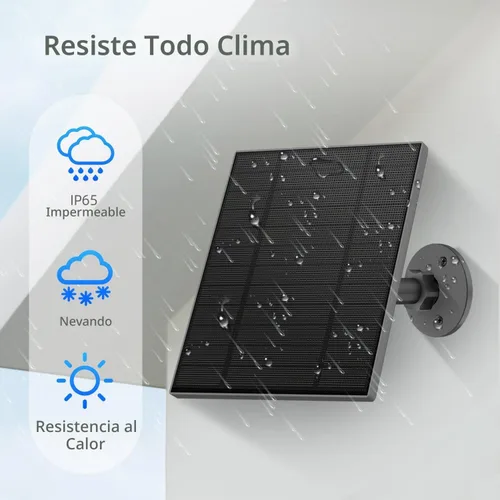 Vista 6 de Panel solar de 5 W para cámara de seguridad, panel solar con puerto micro USB y USB-C para cámara de batería recargable de 5 V CC al aire libre