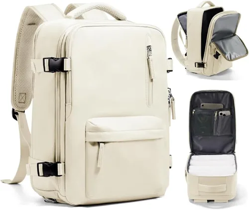 Vista 16 de WONHOX - Mochila grande, aprobada para vuelo, unisex, para viajes, trabajo, negocios o laptop, a1-Negro, Medium