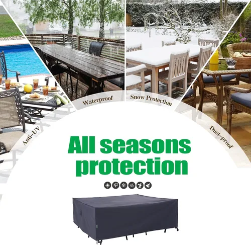 Vista 8 de F&J - Cubierta de mesa para patio al aire libre, 62 x 42 x 27.5 pulgadas, impermeable, resistente a los rayos UV, protección contra la nieve