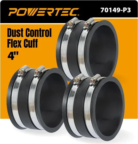 Vista 11 de POWERTEC 70148-P2 - Manguito flexible de control de polvo de 2-1/2 pulgadas con abrazaderas de manguera de acero, conector de manguera, acoplador