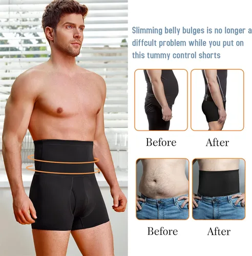 Vista 5 de TAILONG Pantalones cortos de control de abdomen para hombre, ropa interior adelgazante de cintura alta, moldeador de cuerpo, sin costuras, faja