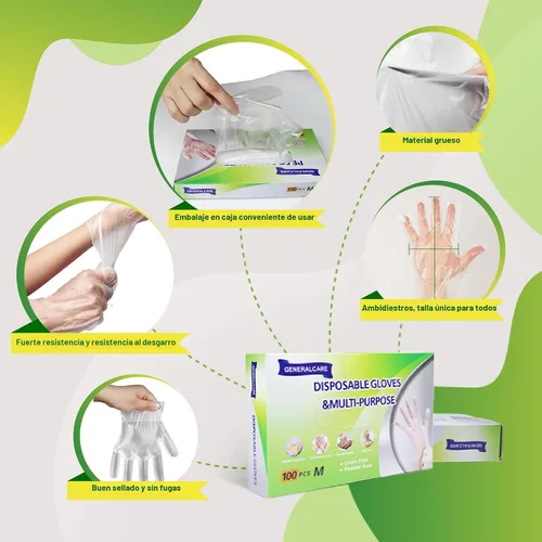 Vista 5 de Guantes desechables de plástico para manipulación de alimentos, servicio de cocina, guantes desechables para cocinar