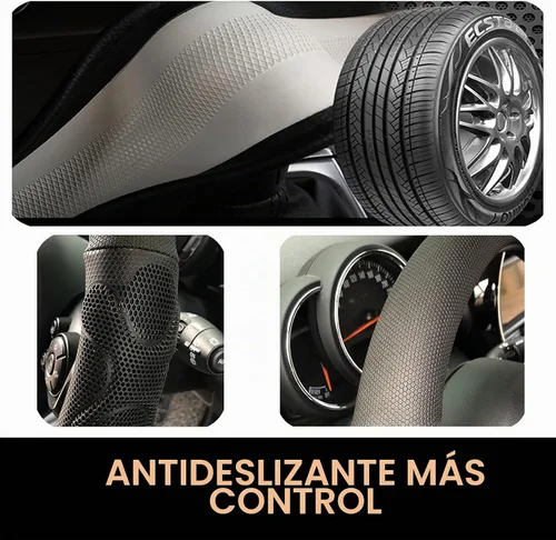 Vista 5 de PINCTROT - Funda de volante de agarre cómodo, diseño antideslizante, universal, 14.5-15 pulgadas (silicona negra)