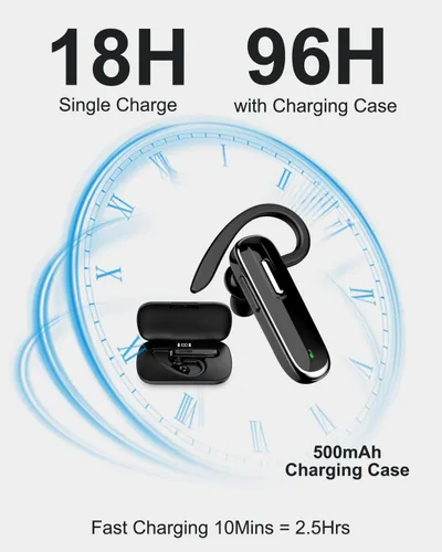 Vista 7 de Auricular Bluetooth para teléfonos móviles, V5.1 auriculares inalámbricos manos libres con estuche de carga de batería y micrófono incorporado