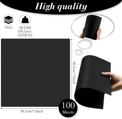 Vista 2 de Ctosree 100 hojas de 12 x 12 pulgadas de cartulina para álbum de recortes, 180 Gsm, 65 lb de cubierta, 120 lb de cartulina pesada, suministros